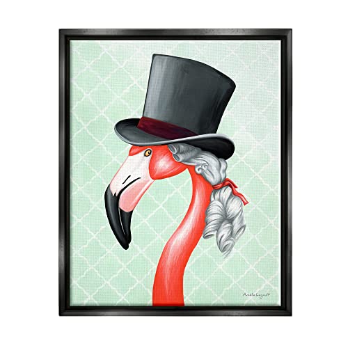 Flamingo Old-Fashioned Hair Top Hat Patterned Squares Black Floating Frame