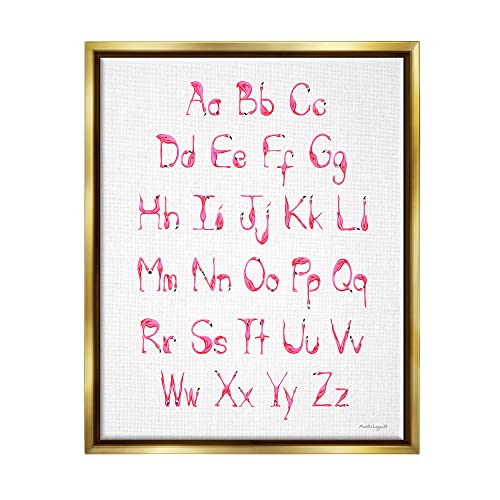 Flamingo Shaped Letters Alphabet Pink Typography Design Gold Floating Frame