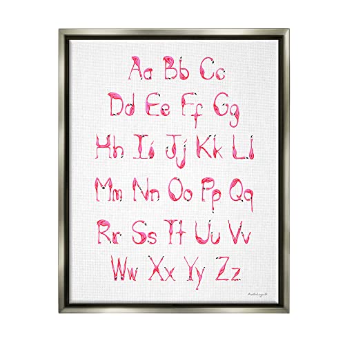 Flamingo Shaped Letters Alphabet Pink Typography Design Gray Floating Frame