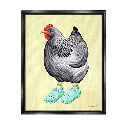 Chicken Hen Vibrant Rubber Clogs Farm Animal Black Floating Frame