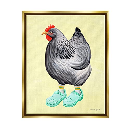 Chicken Hen Vibrant Rubber Clogs Farm Animal Gold Floating Frame