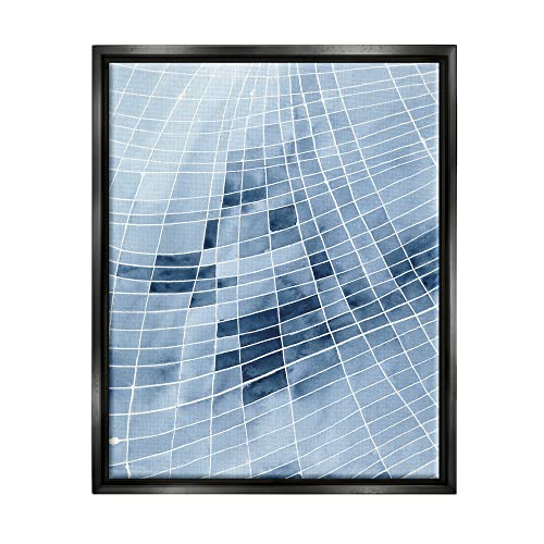 Abstract Blue Squares Shapes Modern White Outlines Black Floating Frame