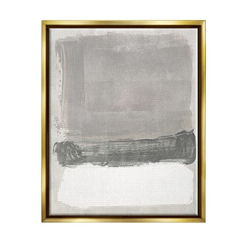 Blocked Neutral Tones Abstract Brushstrokes Shapes Gold Floating Frame