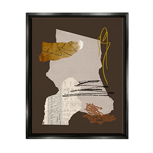 Modern Collaged Shapes Abstract Layered Scribble Lines Black Floating Frame