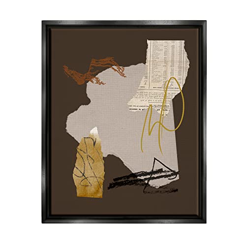 Abstract Layered Paper Clippings Collage Modern Design Black Floating Frame