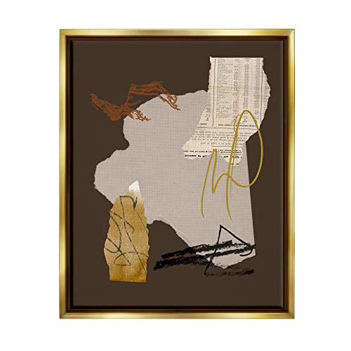 Abstract Layered Paper Clippings Collage Modern Design Gold Floating Frame