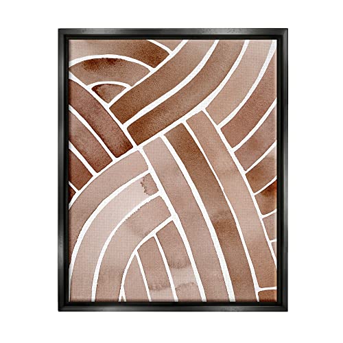 Modern Brown Intertwining Lines Stripes Watercolor Detail Black Floating Frame