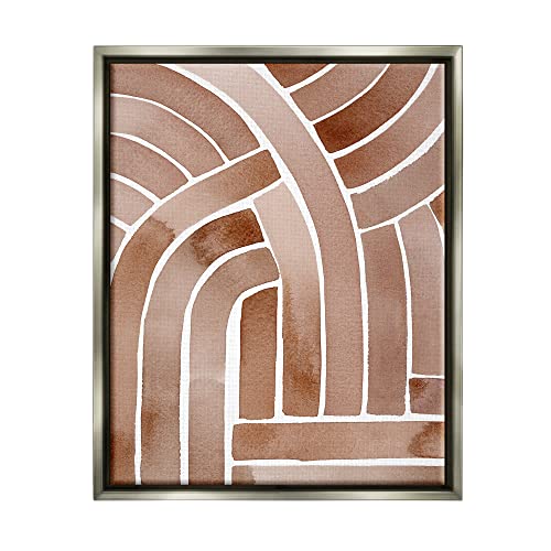 Abstract Rounded Stripes Lines Brown Watercolor Design Gray Floating Frame