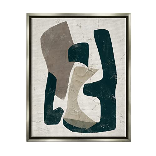 Weathered Abstract Shapes Modern Geometric Neutral Tones Gray Floating Frame