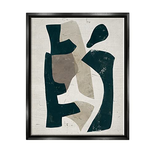 Black & Brown Geometric Shapes Abstract Weathered Pattern Black Floating Frame