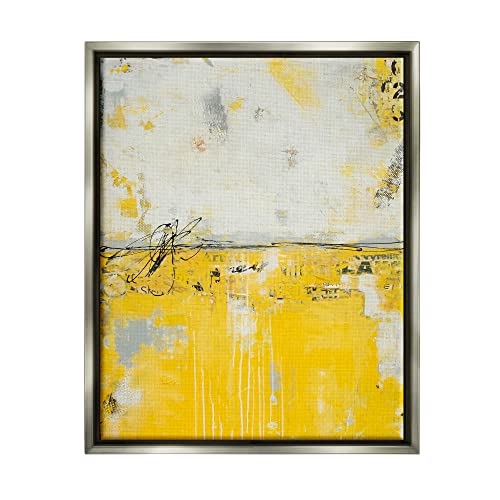 Yellow Weathered Street Style Modern Scribble Stencil Gray Floating Frame