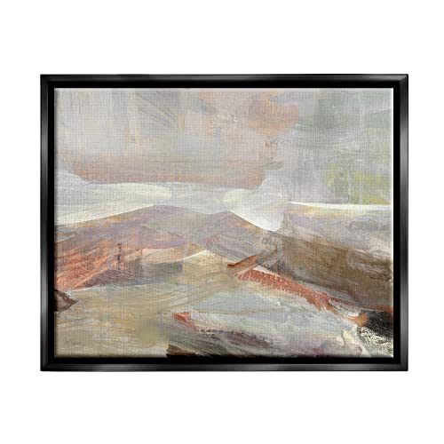 Layered Abstract Thick Brushstrokes Neutral Browns Painting Black Floating Frame