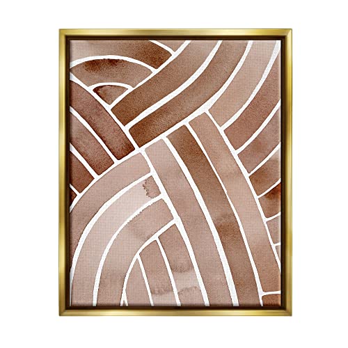 Modern Brown Intertwining Lines Stripes Watercolor Detail Gold Floating Frame