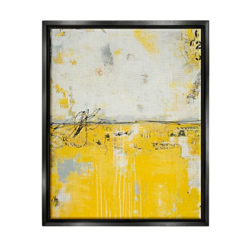 Yellow Weathered Street Style Modern Scribble Stencil Black Floating Frame