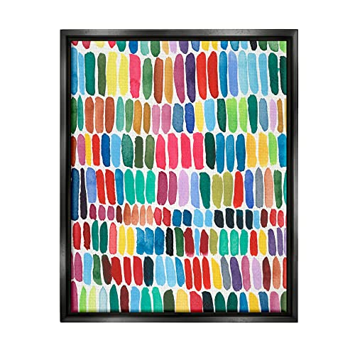 Varied Rainbow Lines Abstract Pattern Watercolor Detail Black Floating Frame